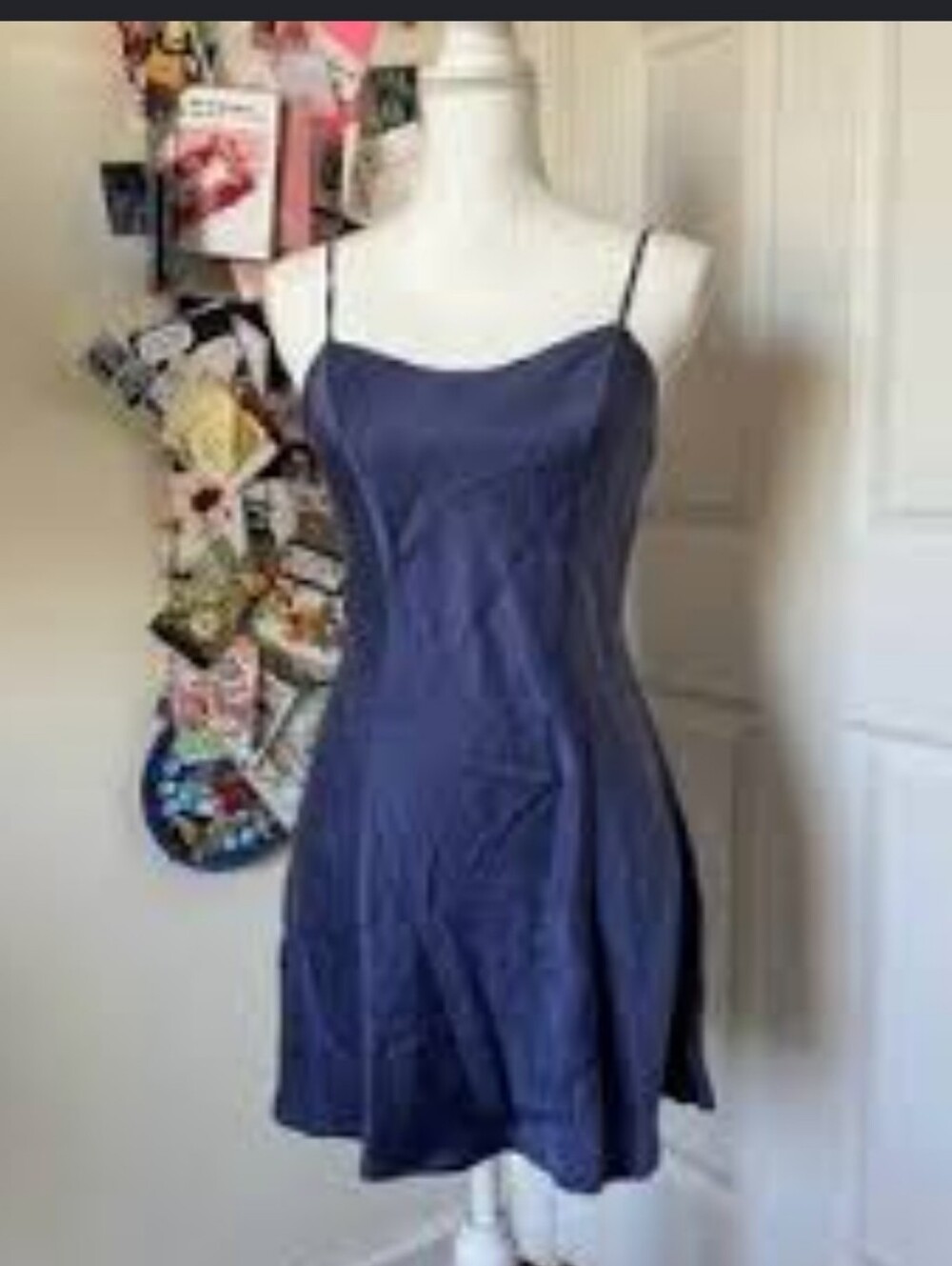 Victorias Secret Silk Navy Blue Satin Slip Dress